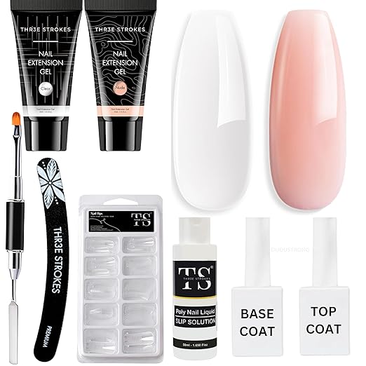 THR3E STROKES Poly Nail Gel Kit: 30ml x 2 with Slip Solution