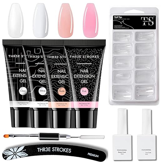 THR3E STROKES Poly Gel Kit: Professional All-in-One French Set