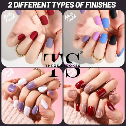 24Pack Short Round, Matte, Glossy Press On Nails with Nail Glue