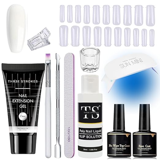 THR3E STROKES Acrylic Poly Nail Gel Extension Set (NUDE)