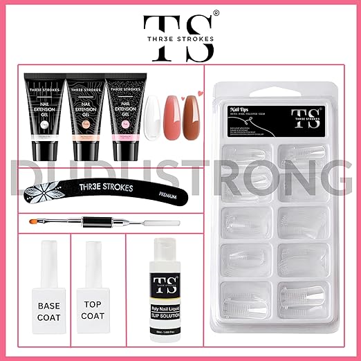 THR3E STROKES Poly Gel Extension Kit: All-in-One Nail Salon French Set