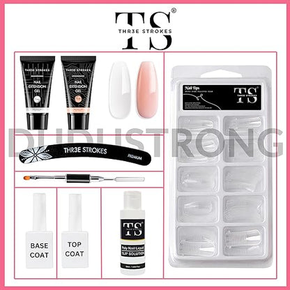 THR3E STROKES Poly Nail Gel Kit: 30ml x 2 with Slip Solution