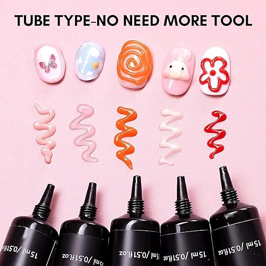 THR3E STROKES Clear 3D Sculpting Gel Nail Glue - 15g for DIY Nail Art