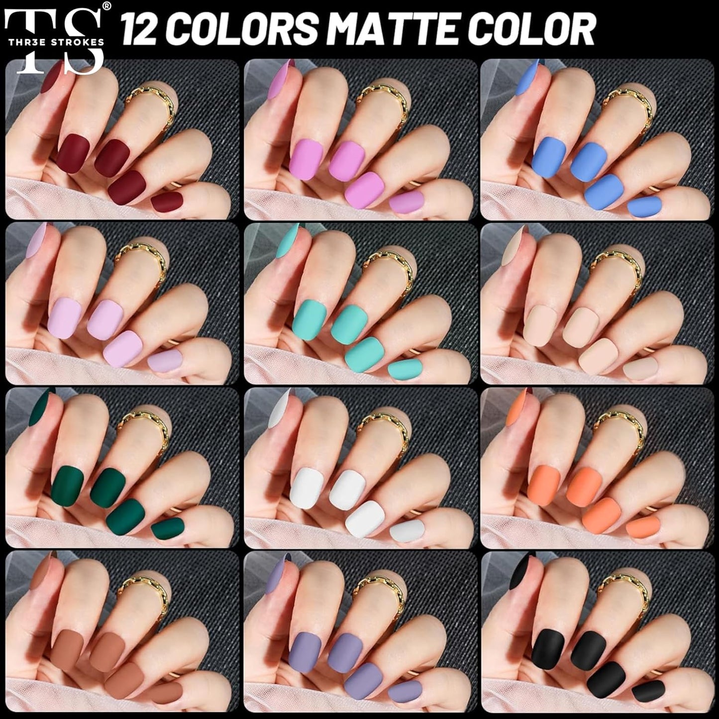 24Pack Short Round, Matte, Glossy Press On Nails with Nail Glue