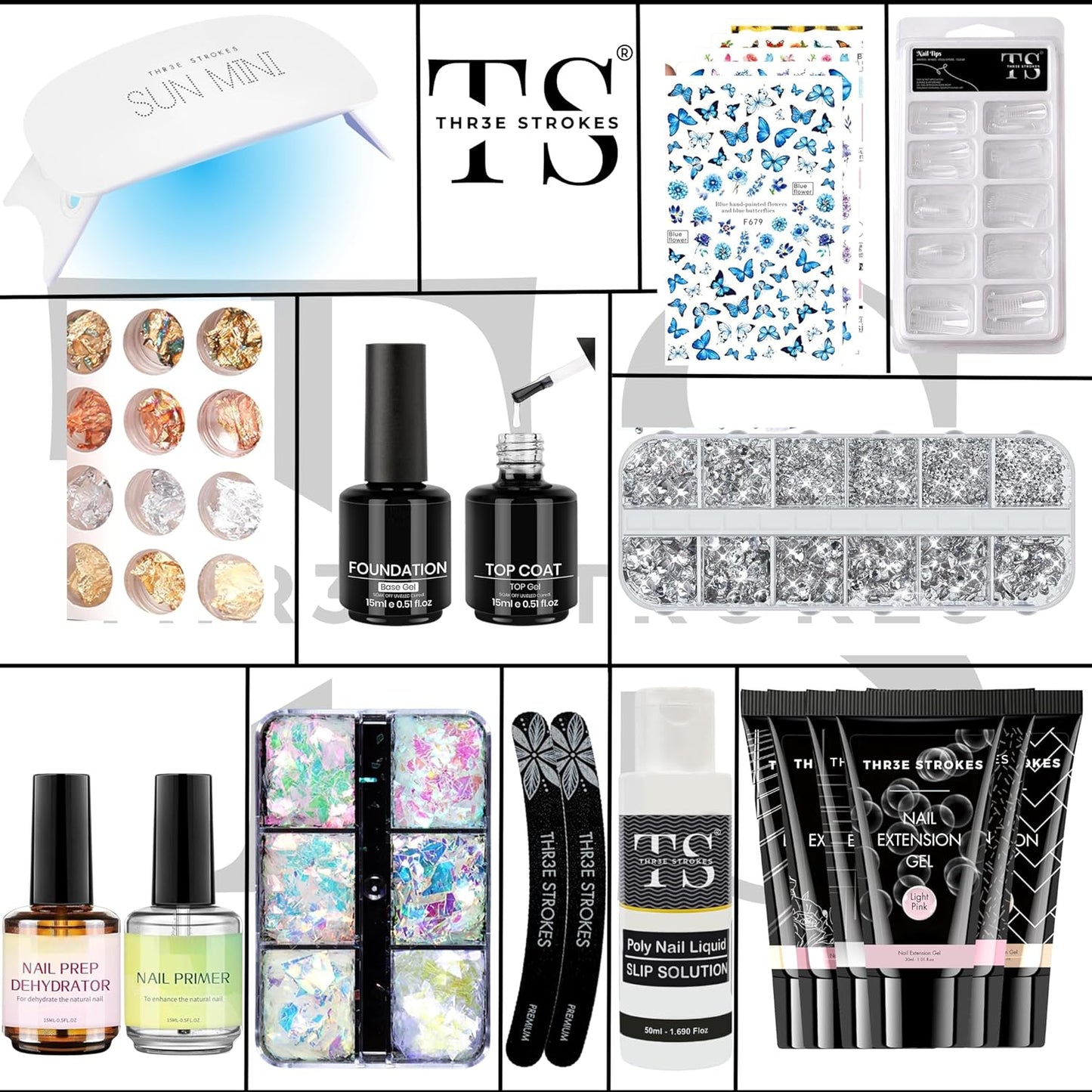 Professional DIY Manicure Set : 6 Colors & 6W LED Lamp - Complete Nail Art Tools, Rhinestones, Glitters