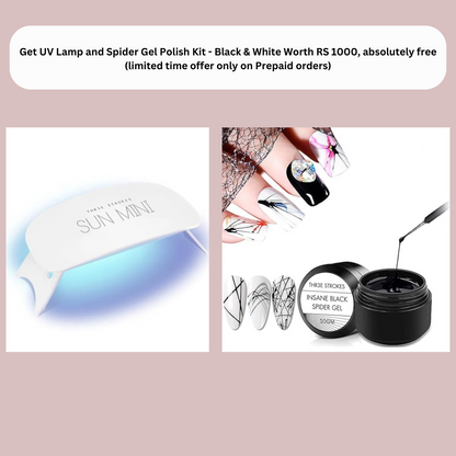 Poly Nail Gel Extension Kit - Nude, Pink, White (12 Items) +{UV Lamp and Spider Gel Polish Kit - Black & White Worth RS 1000, absolutely free (limited time offer only on Prepaid orders)}
