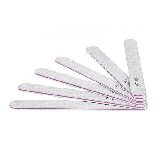 THR3E STROKES Nail Files & Buffer Kit: 12pcs 100/180 Grit (White)